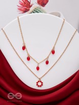 The Scarlet Sun- Golden Embellished Necklace With Anti-Tarnish Coating 