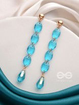 The Sapphire Seduction- Golden Embellished Earrings