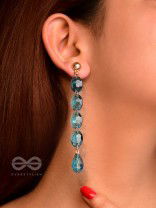 The Sapphire Seduction- Golden Embellished Earrings