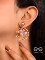 The Pinky Blossom- Golden Embellished Earrings