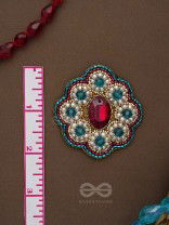 Stibhi - Treasures Of Ruby - Dabka, Stone And Beads Hand Embroidered Earrings