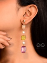 The Vibrant 'Color'burst- Golden Embellished Earrings