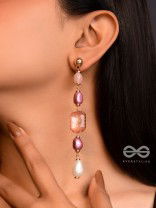 The Pastel Pops- Golden Pearl Earrings (Purple & Pink)