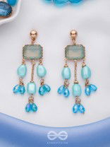 The Sapphire Sprinkle- Golden Embellished Earrings