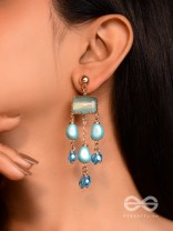 The Sapphire Sprinkle- Golden Embellished Earrings