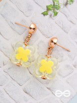 The Canary Bloom- Golden Enamelled Earrings