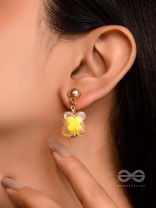 The Canary Bloom- Golden Enamelled Earrings