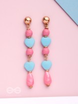 Tug at Heartstrings- Golden Embellished Earrings