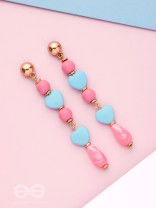 Tug at Heartstrings- Golden Embellished Earrings