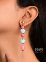 Tug at Heartstrings- Golden Embellished Earrings