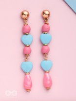 Tug at Heartstrings- Golden Embellished Earrings