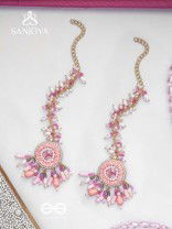 Priyaala- The Flower Vine- Pearls & Sequins Embroidered Chain Earrings