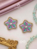 Tusharkana- The Misty Snowflake- Stones & Beads Embroidered Earrings