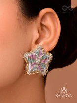 Tusharkana- The Misty Snowflake- Stones & Beads Embroidered Earrings