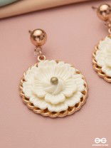 The White Dahlia- Golden Embellished Earrings