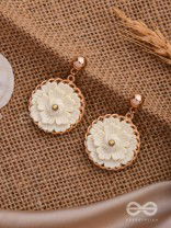 The White Dahlia- Golden Embellished Earrings