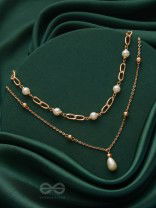 The Moonlit Path- Golden Layered Pearl Necklace With Anti-Tarnish Coating 