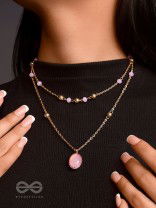 The Pink Pizzazz- Golden Embellished Layered Necklace With Anti-Tarnish Coating