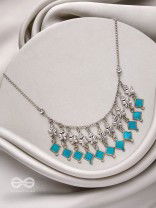 Blossoms n' Butterflies- Oxidised Enamelled Necklace