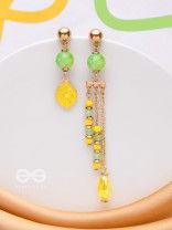 The Lime Splash- Golden Embellished Earrings