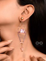 The Pyramid's Shadow- Golden Embellished Earrings