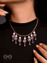 The Galaxy Globes- Golden Pearl Neckpiece With Anti-Tarnish Coating 