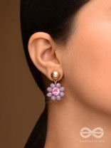 The Purple Petals- Golden Embellished Earrings