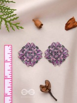 The Floral Fantasy - Oxidised Statement Stud Earrings (Violet & Orchid Purple)