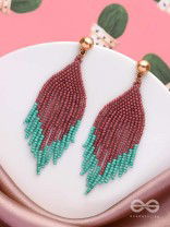 The Crimson Blaze- Golden Beaded Earrings