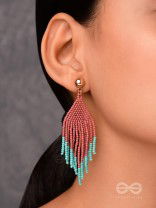 The Crimson Blaze- Golden Beaded Earrings