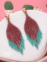 The Crimson Blaze- Golden Beaded Earrings