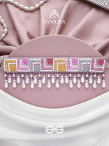 Karmuka - The Jazzy Rainbow - Resham, Beads And Glass Drops Hand Embroidered Choker Neckpiece