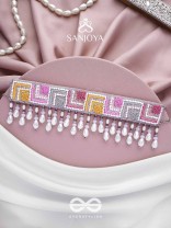 Karmuka - The Jazzy Rainbow - Resham, Beads And Glass Drops Hand Embroidered Choker Neckpiece