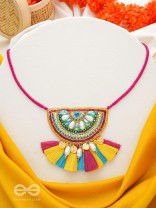 Aashara- The Crimson Fire- Pearls, Stones & Beads Embroidered Necklace 