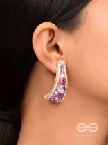 Saireeya- The Purple Garden- Stones, Pearls & Beads Embroidered Earrings