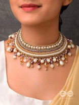 Vaidurya- Studded with Gems- Pearls, Beads & Sequins Embroidered Necklace