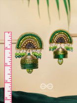 Kaamsya - The Bejeweled Bell - Dabka, Sequins And Beads Hand Embroidered Earrings