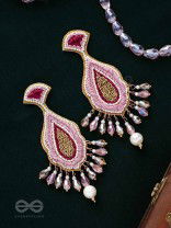 Vismaya - The Amazement - Dabka, Beads And Glass Drops Hand Embroidered Earrings