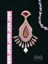 Vismaya - The Amazement - Dabka, Beads And Glass Drops Hand Embroidered Earrings