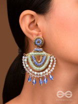 CHANDRALEKHA - THE MOON'S RAY - BEADS AND GLASS DROP EMBROIDERED EARRINGS