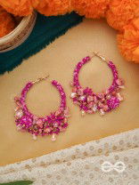 Roshnika - The Pink Spark - Stones, Beads And Glass Drops Hand Embroidered Earrings