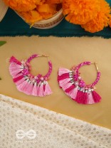 Madhurima - The Sweetness - Beads, Resham Tassels And Stones Hand Embroidered Earrings