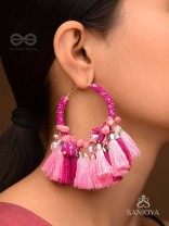 Madhurima - The Sweetness - Beads, Resham Tassels And Stones Hand Embroidered Earrings