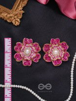 Padmaraga - The Pink Sapphire - Sequins, Beads And Cutdana Hand Embroidered Earrings