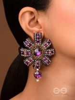 Manidhara - The Gem Holder - Beads And Stone Hand Embroidered Earrings
