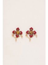 Chaarvi - The Beautiful And Elegant - Dabka And Glass Drops Hand Embroidered Earrings 