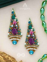 Anangika - The Lovely One - Pearls, Stones And Beads Hand Embroidered Earrings