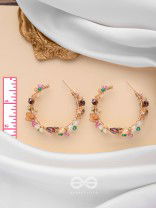 The Multicolored Blossom - Beaded Hoop Earrings