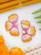 Shobhana - The Shining - Sequins And Resham Hand Embroidered Earrings (Pink & Mustard)