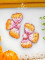 Shobhana - The Shining - Sequins And Resham Hand Embroidered Earrings (Pink & Mustard)